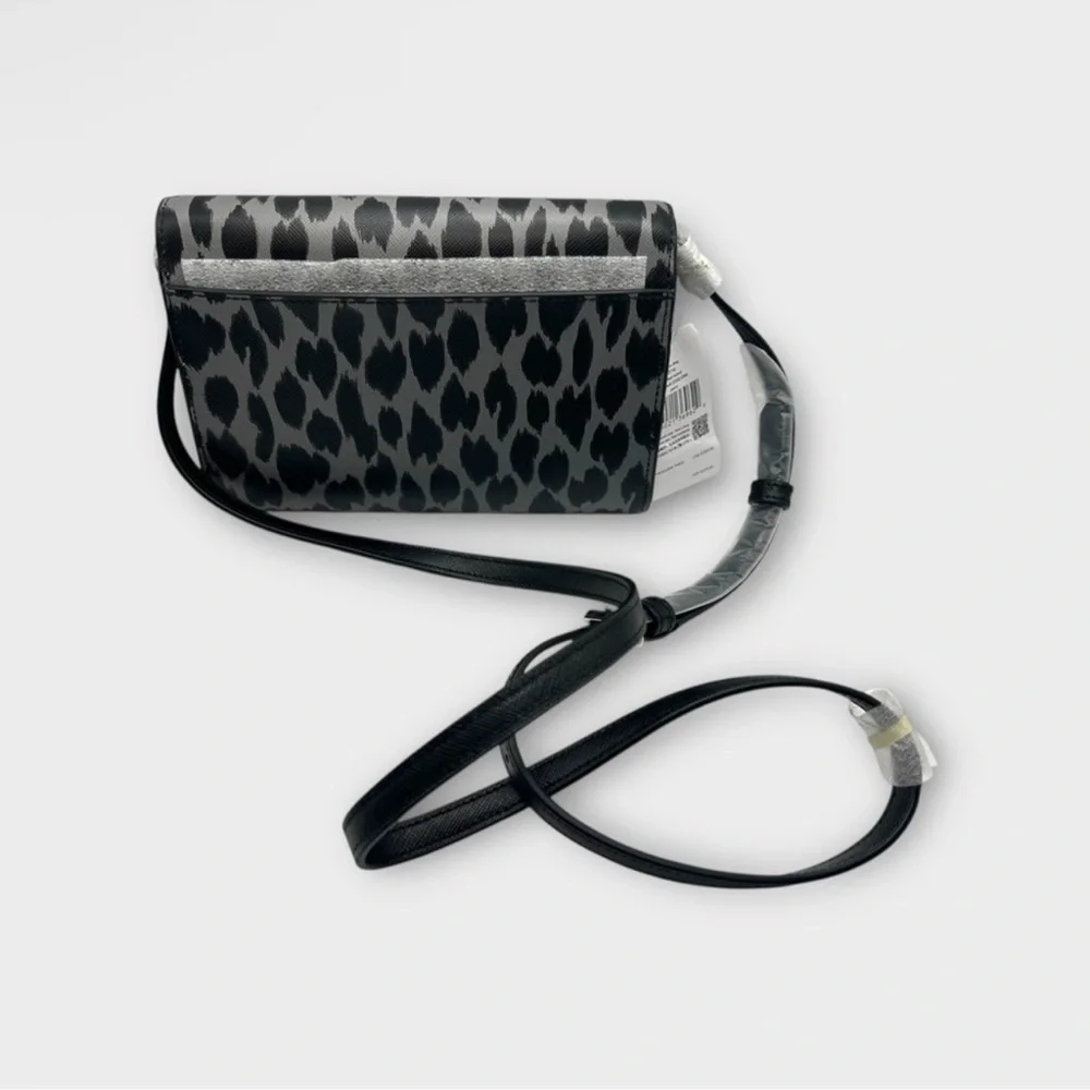 kate spade Black and Gray Leopard Print Crossbody Bag